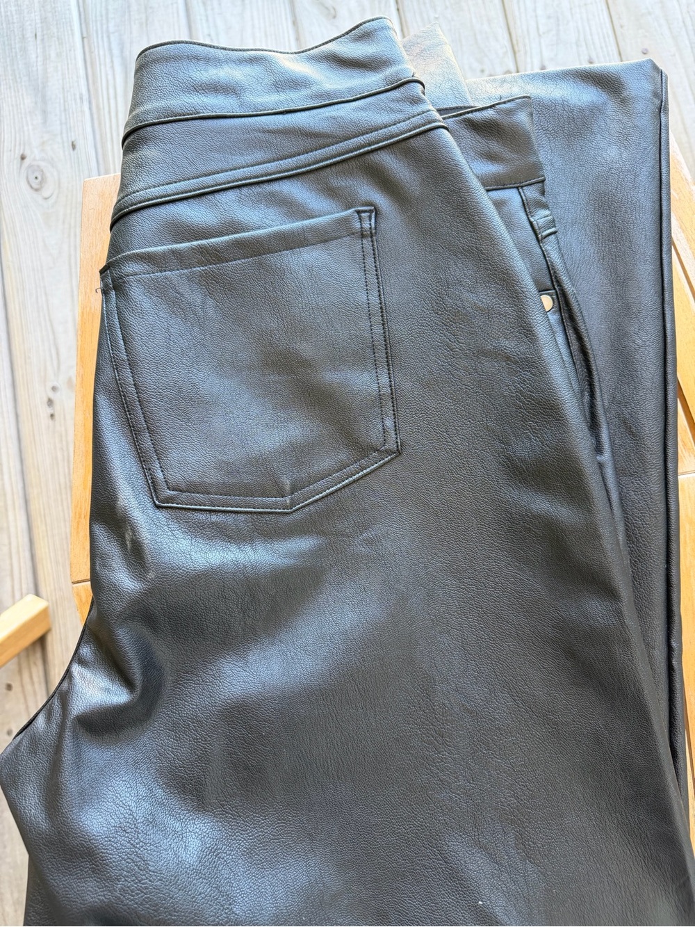 SPANX Black Faux Leather straight leg pants - Picture 3 of 4